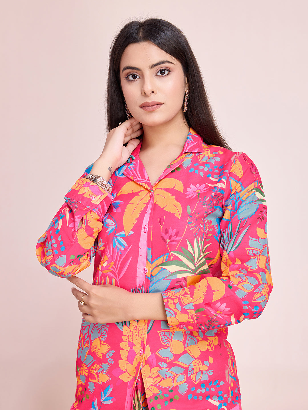 Women’s Floral Print Co-Ord Set – Stylish Shirt & Pant Set for Women