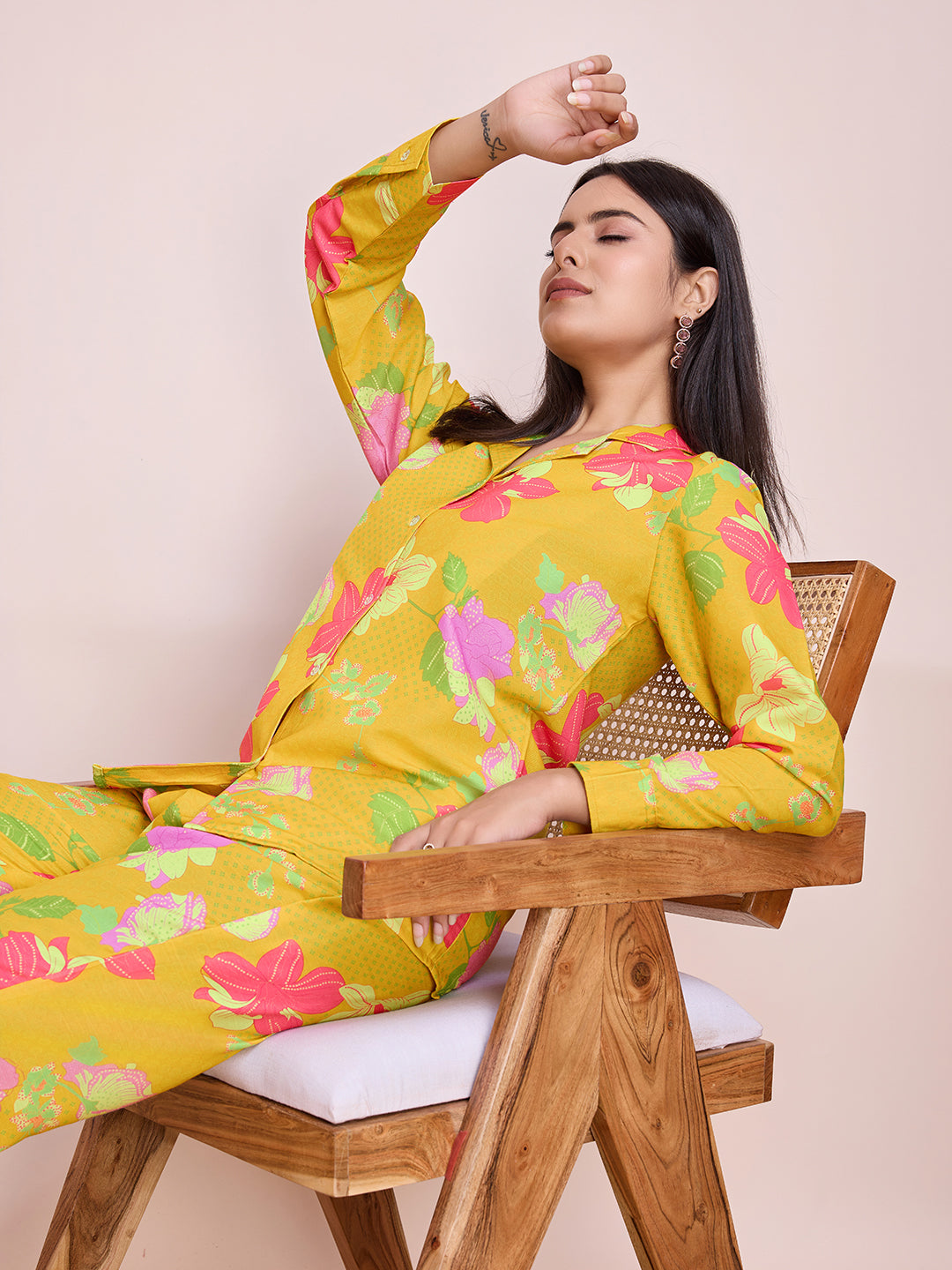 Women’s Floral Print Co-Ord Set – Stylish Shirt & Pant Set for Women