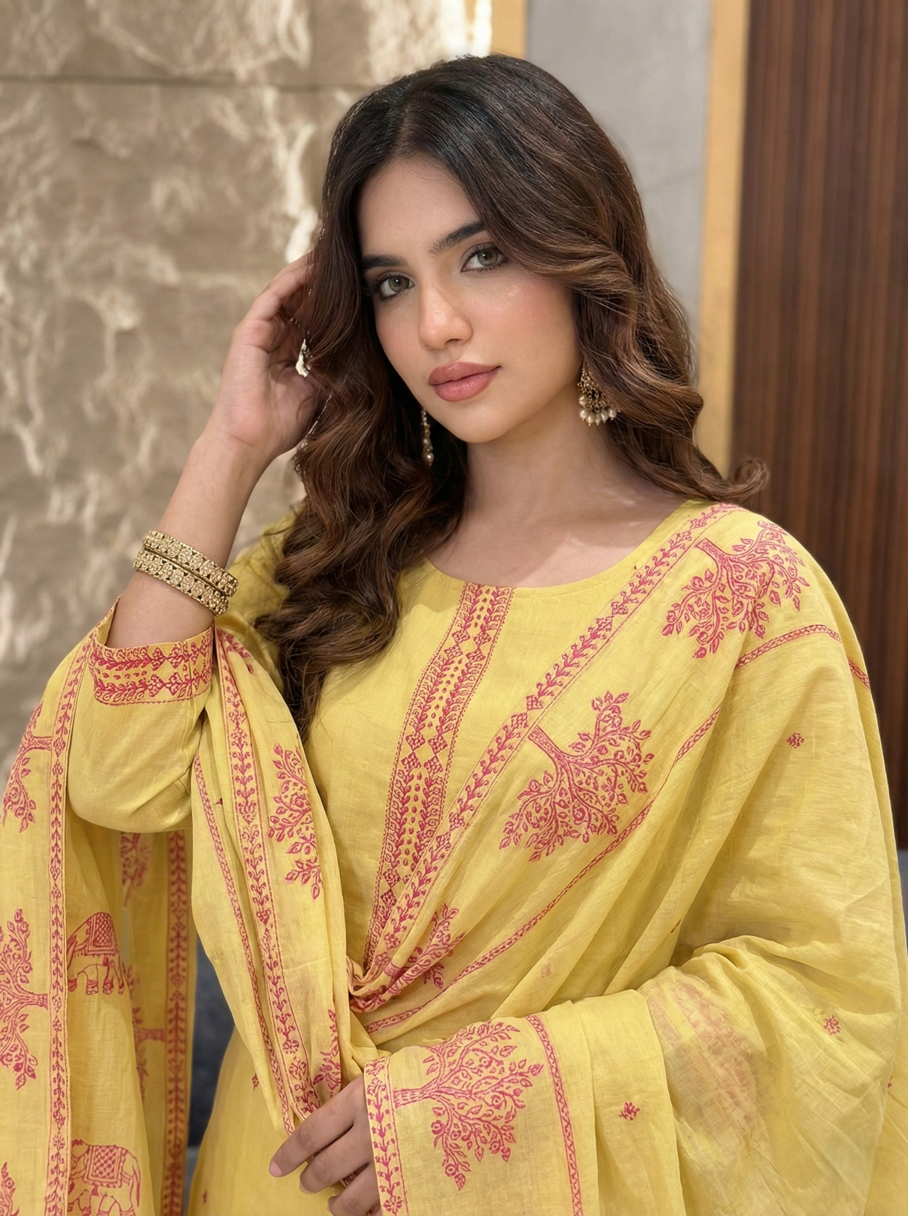 Women Cotton Printed Kurta Pant Dupatta Set (3 Piece Set)