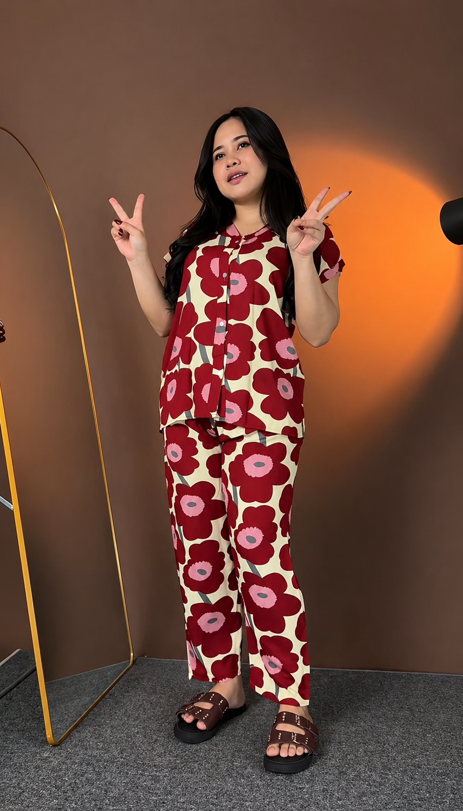 Retro Poppy Print Matching Co-ord Set