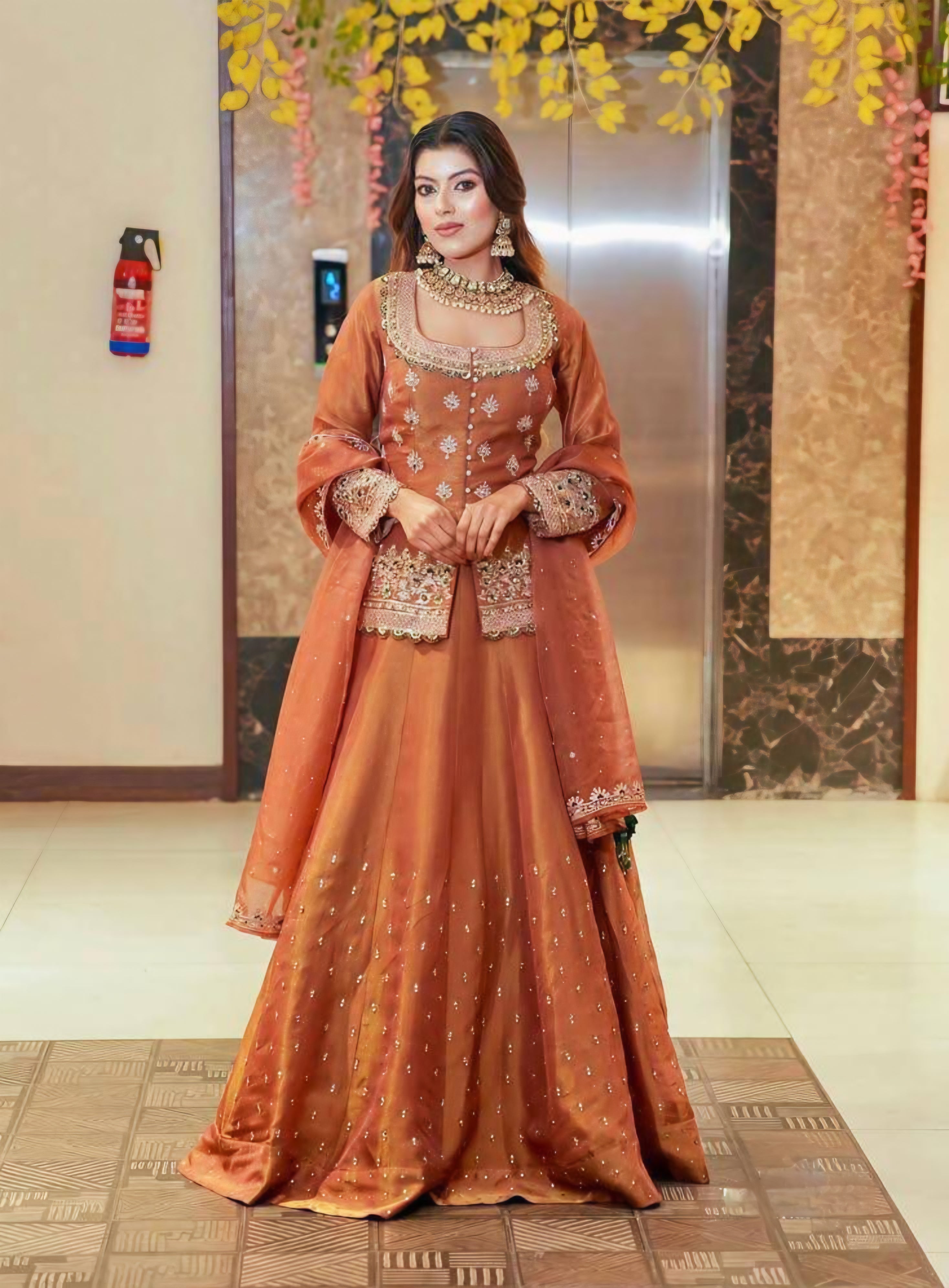 luxurious Simmer Silk embroidery and elegant moti work Lehenga Set