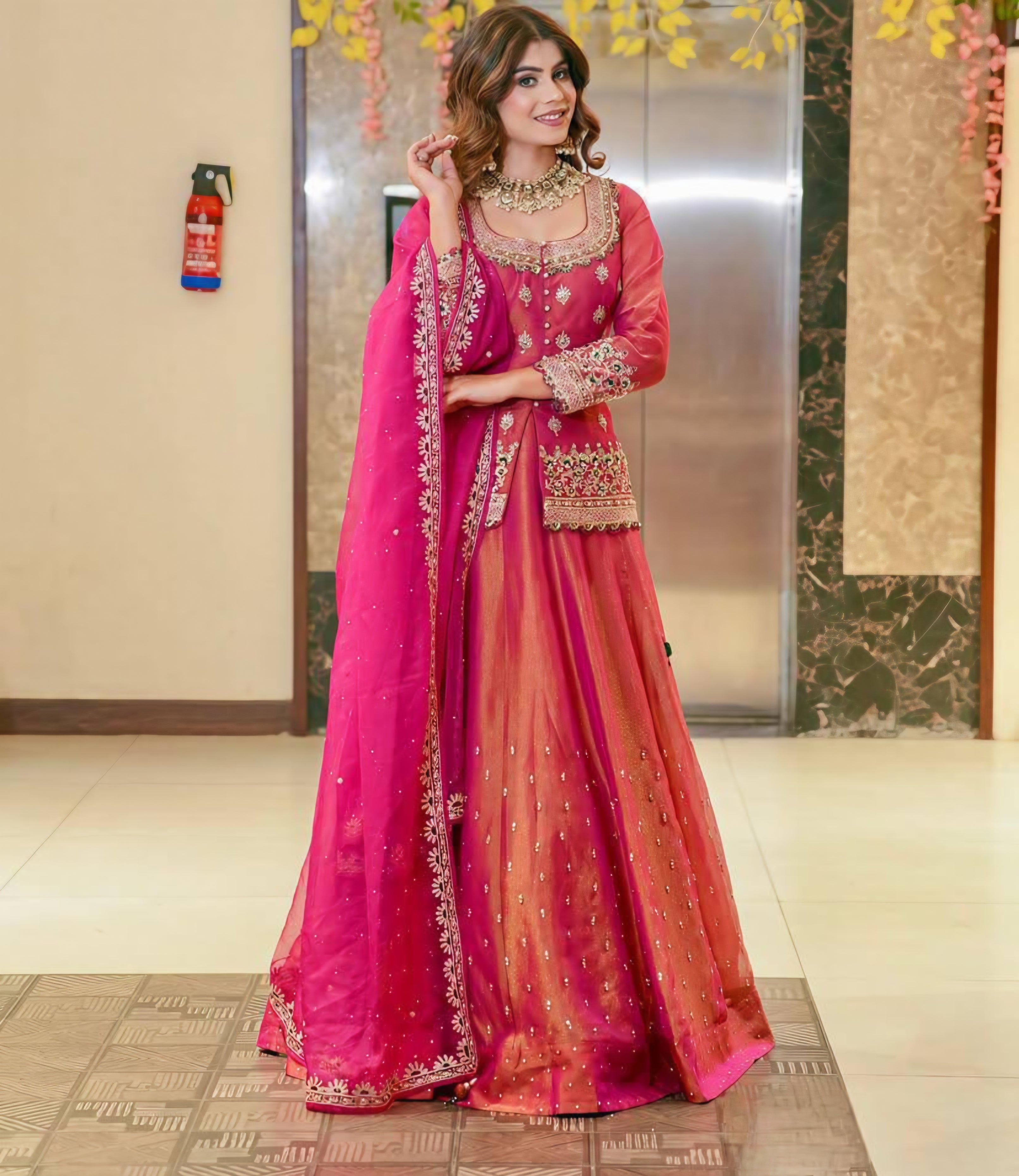 luxurious Simmer Silk embroidery and elegant moti work Lehenga Set