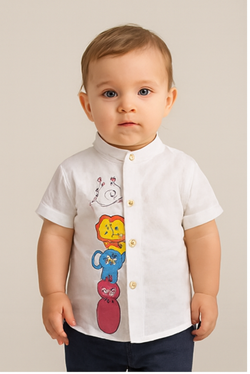 Unisex Cartoon Animal Shirt – Playful Style for Little Explorers