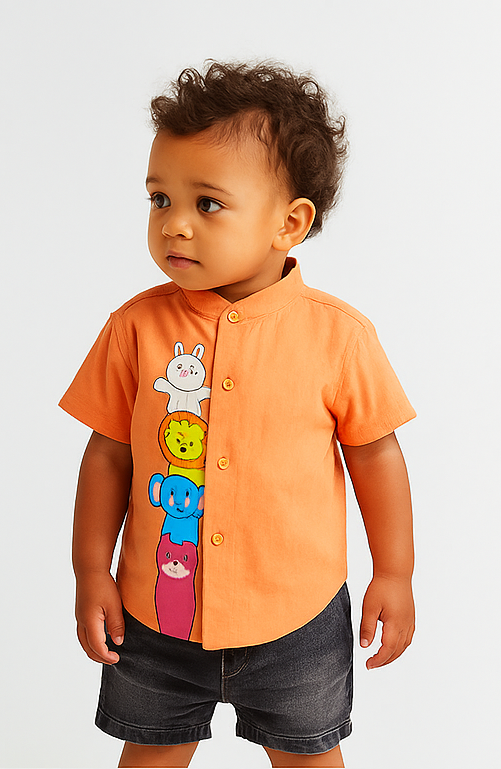 Unisex Cartoon Animal Shirt β Playful Style for Little Explorers