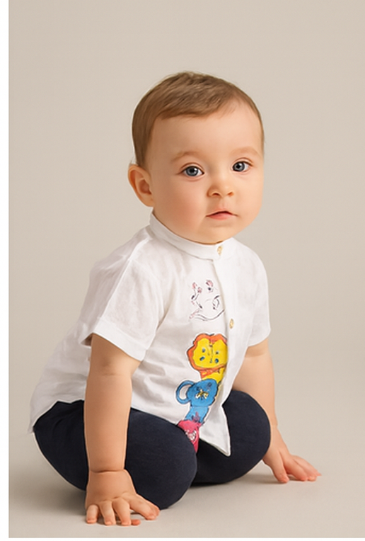 Unisex Cartoon Animal Shirt β Playful Style for Little Explorers