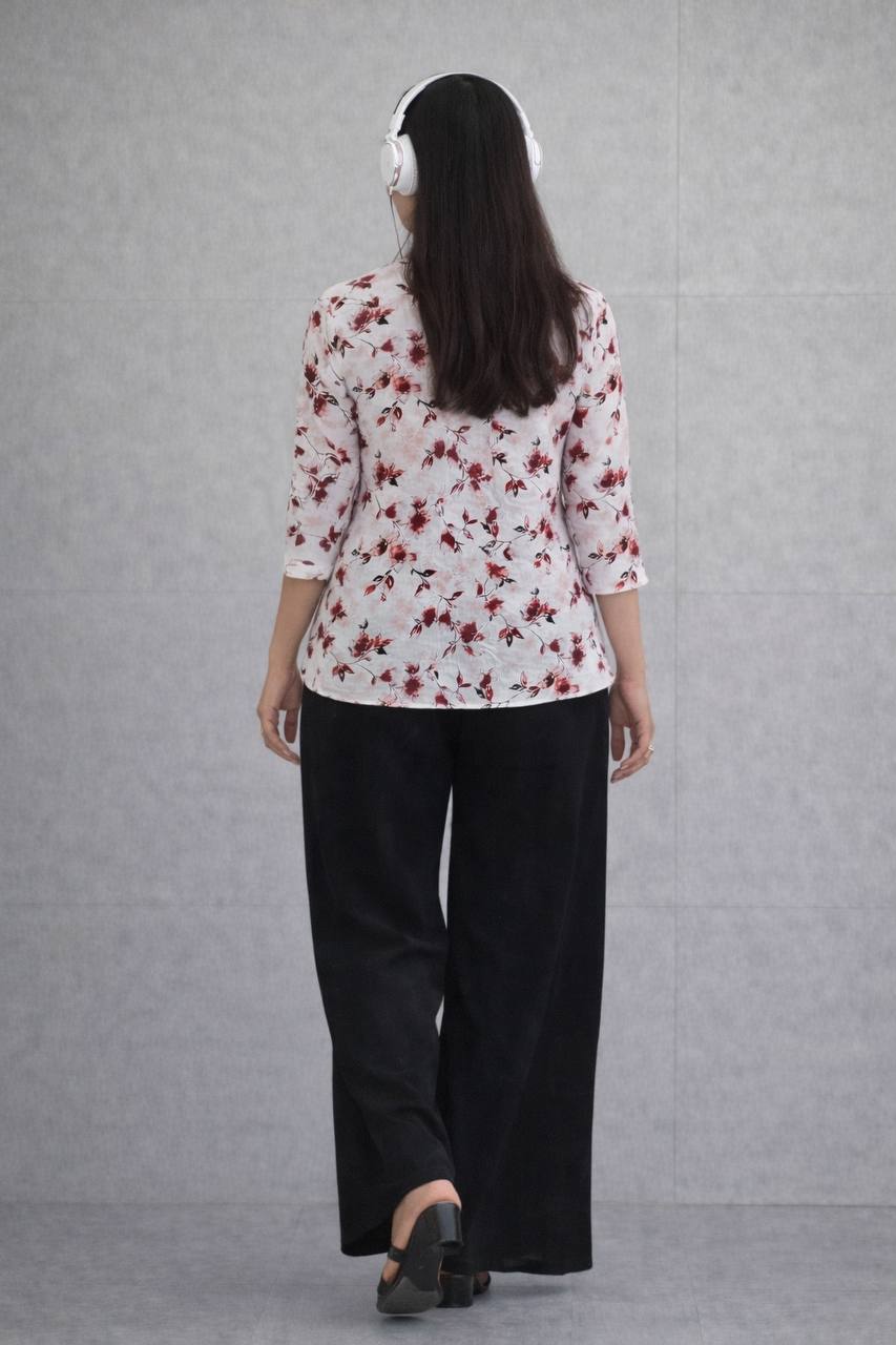 White top with black plazzo Relaxed Set