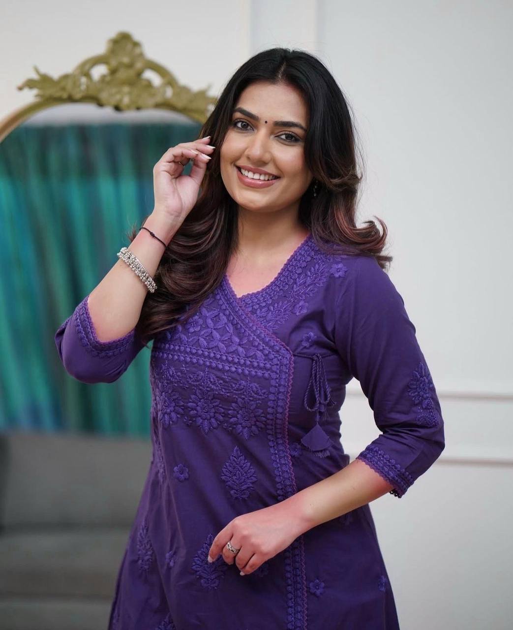 Women’s Embroidered Kurta Pant Set | Elegant Cotton Ethnic Wear for Daily & Office Use