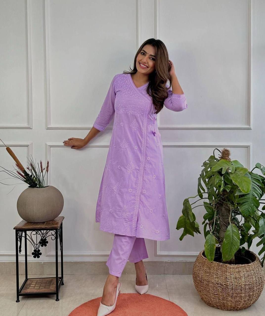 Women’s Embroidered Kurta Pant Set | Elegant Cotton Ethnic Wear for Daily & Office Use
