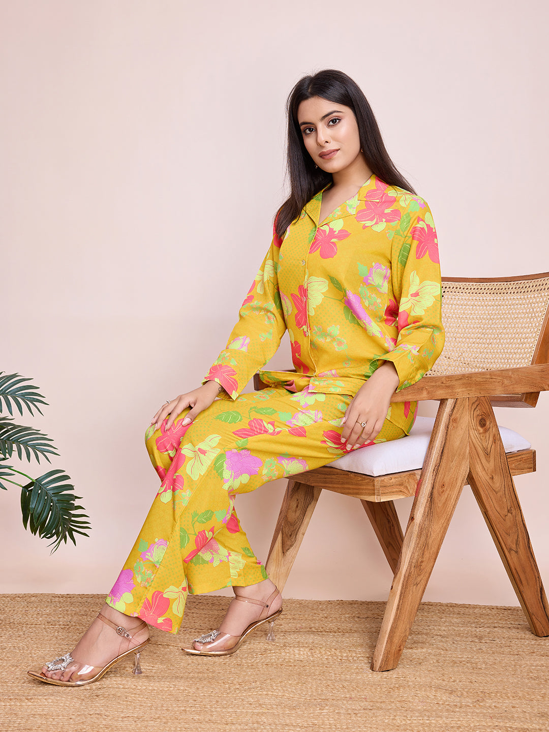 Women’s Floral Print Co-Ord Set – Stylish Shirt & Pant Set for Women