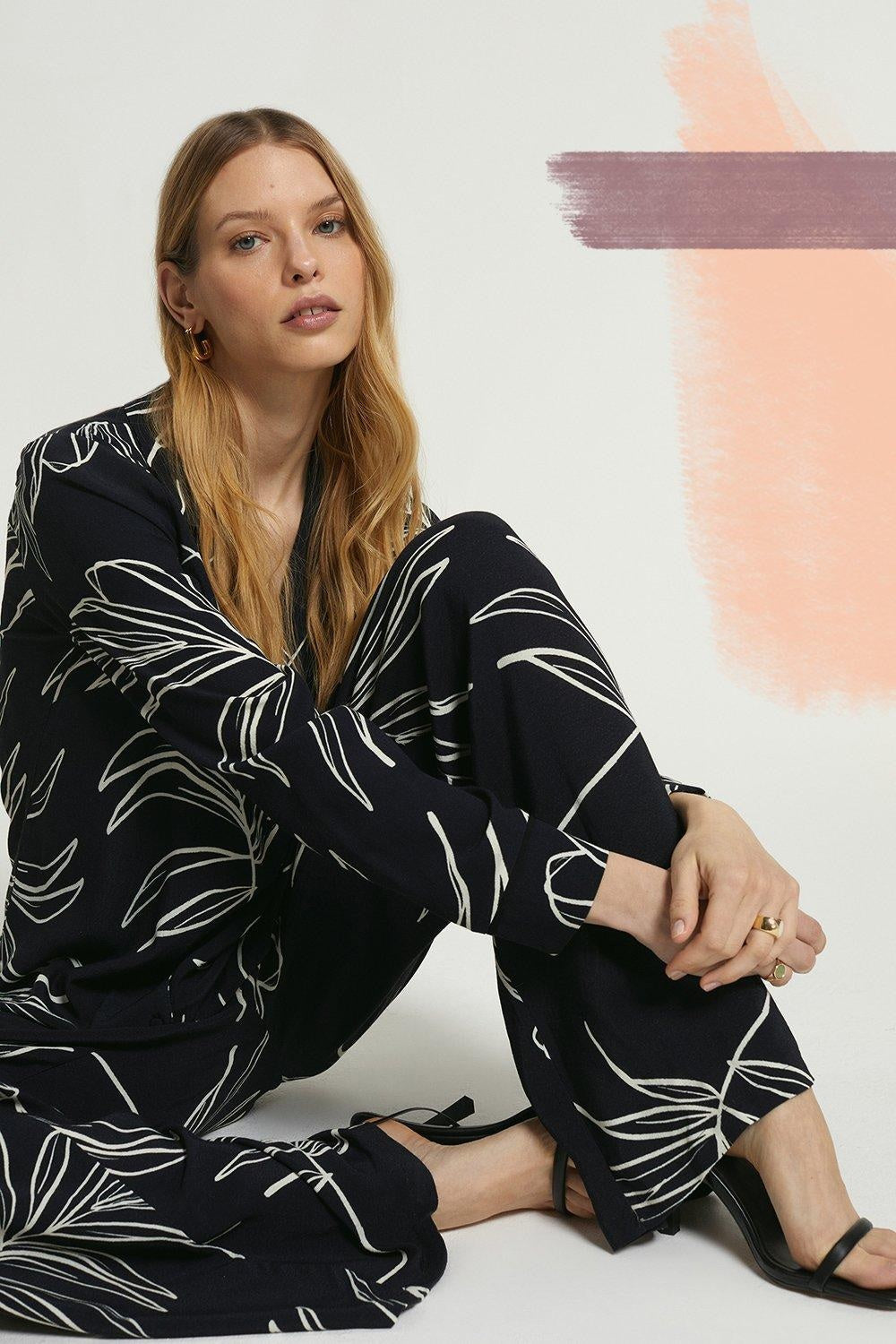 Women’s Floral Print Black Co-Ord Set – Stylish Shirt & Pant Set for Women