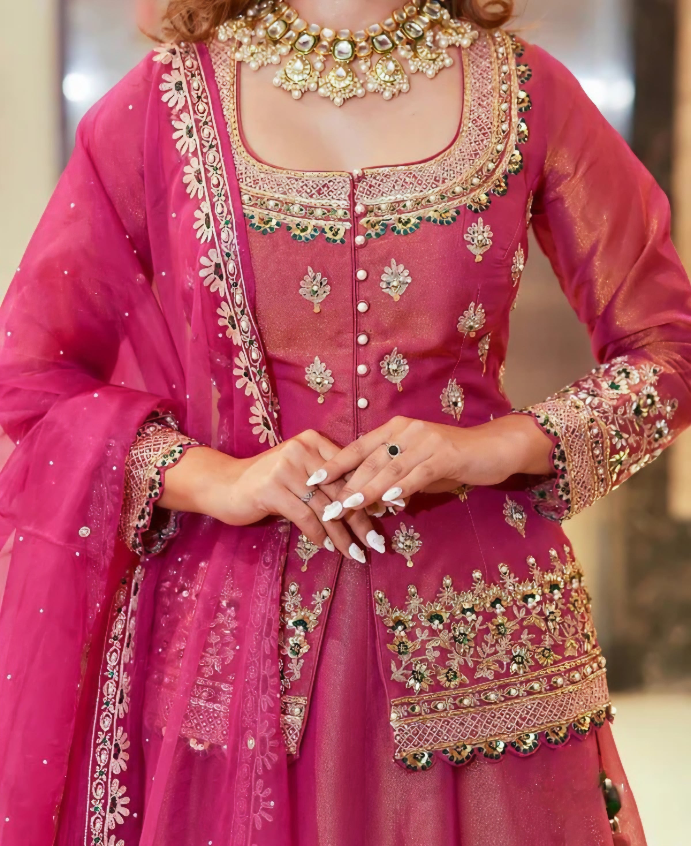 luxurious Simmer Silk embroidery and elegant moti work Lehenga Set