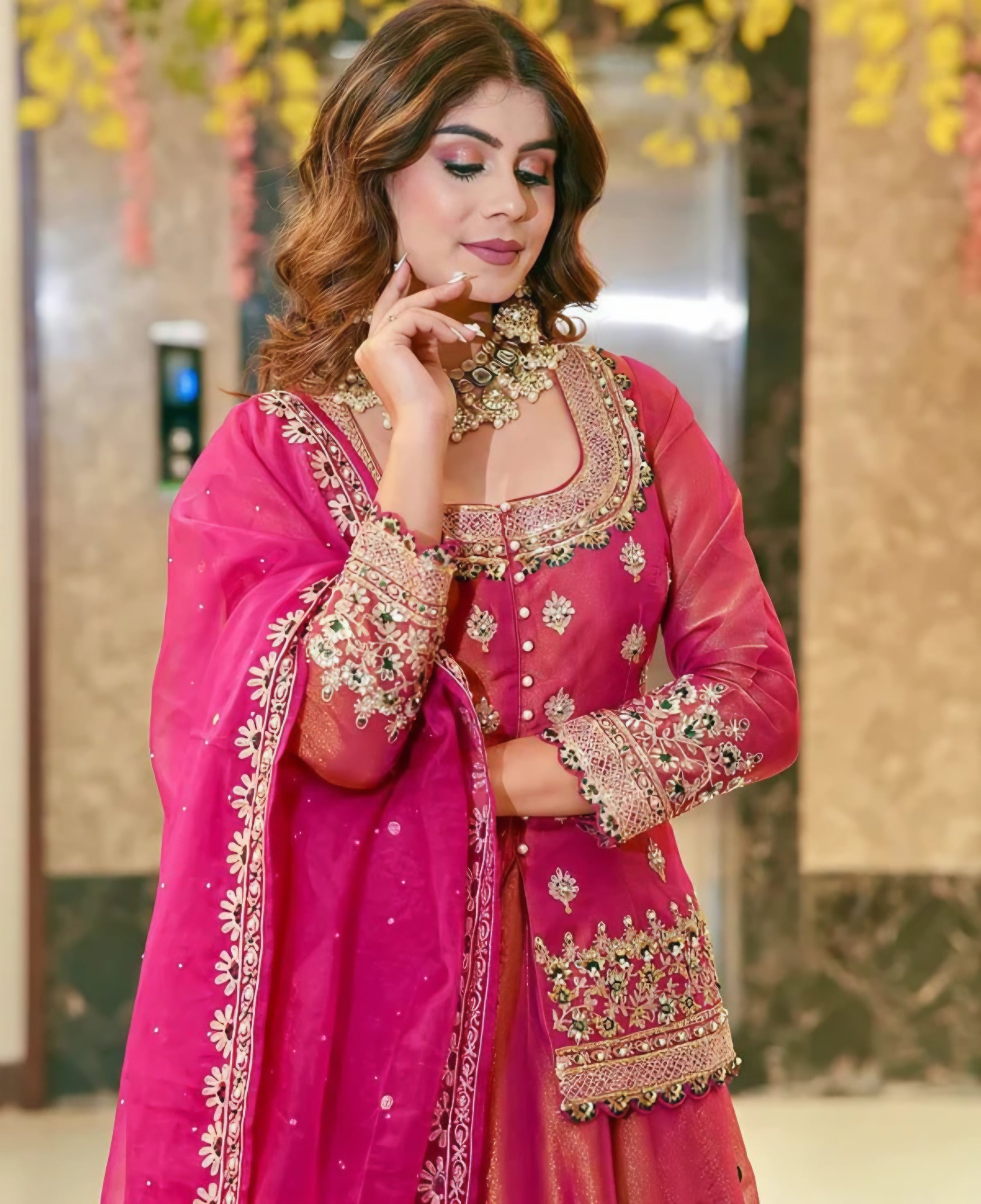 luxurious Simmer Silk embroidery and elegant moti work Lehenga Set