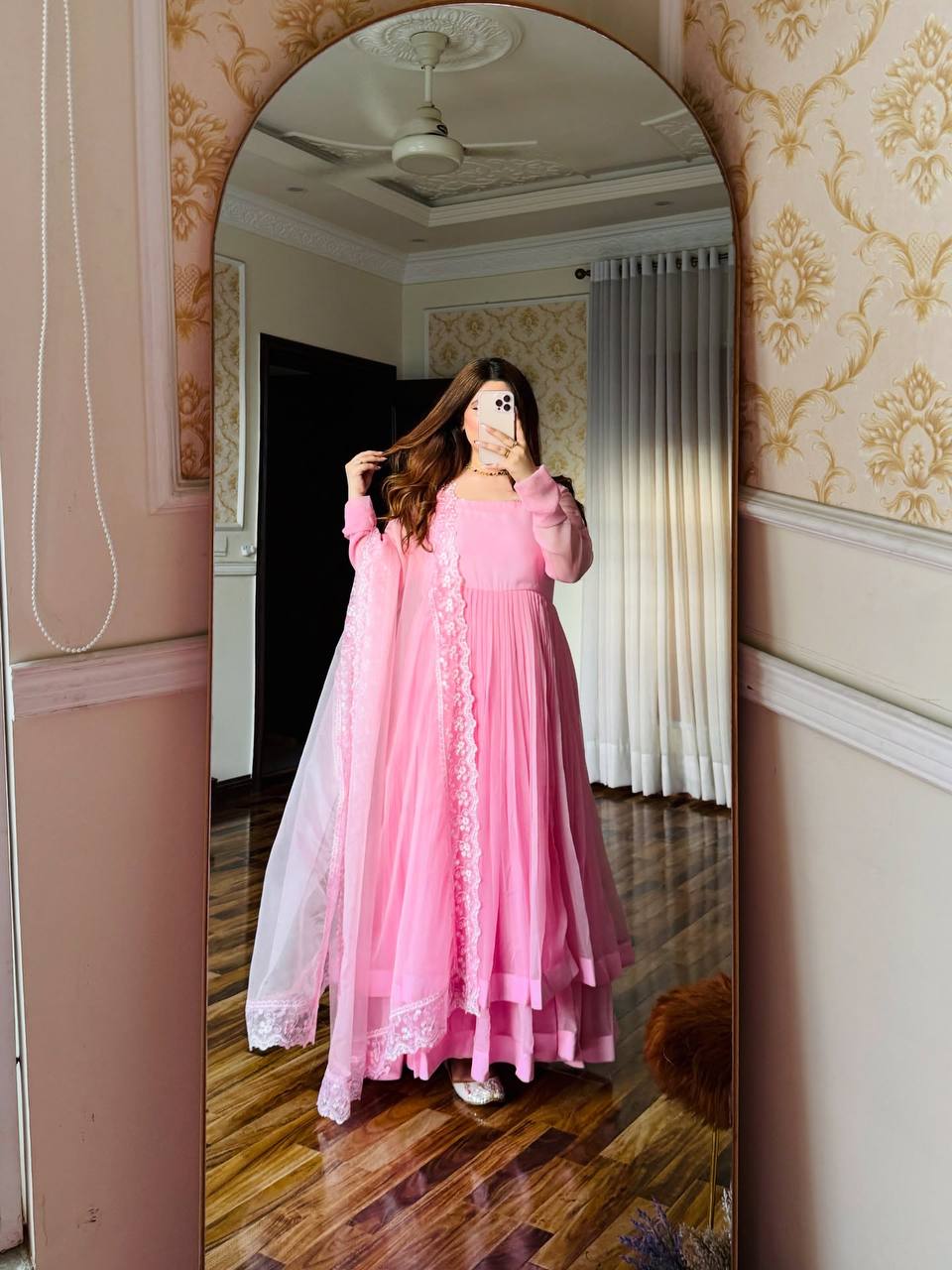 Georgette Top–Plazzo–Dupatta set