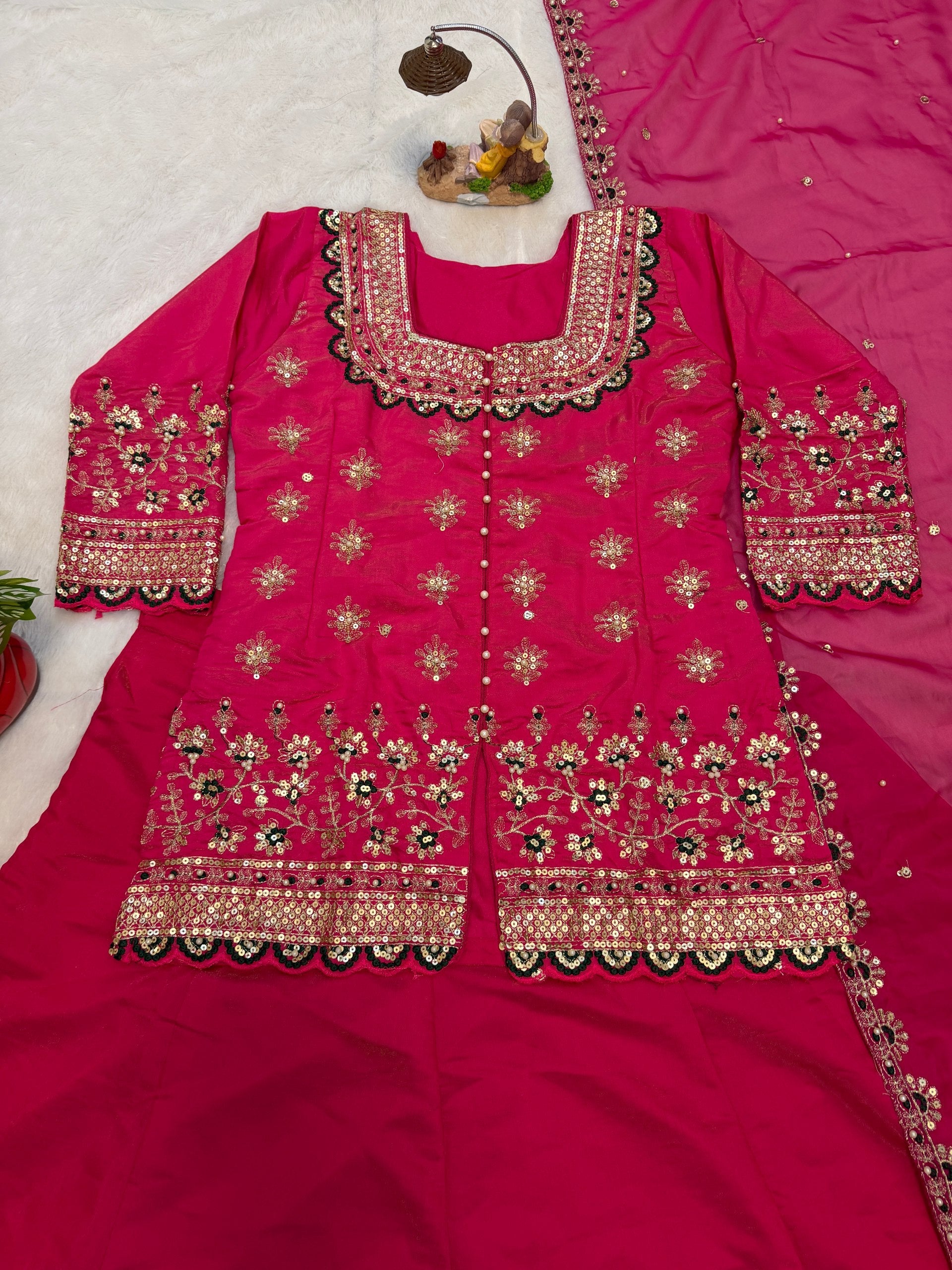 luxurious Simmer Silk embroidery and elegant moti work Lehenga Set