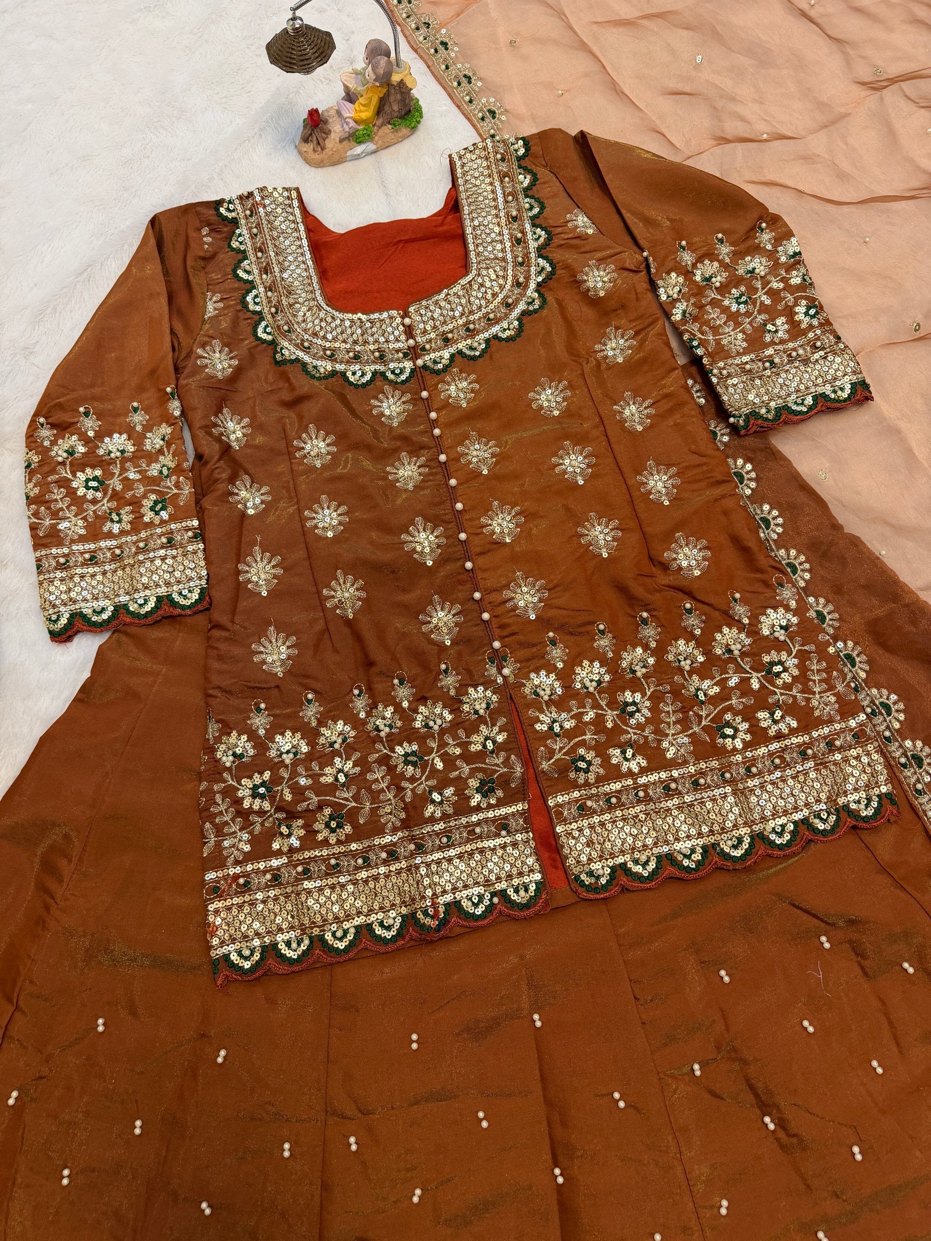 luxurious Simmer Silk embroidery and elegant moti work Lehenga Set