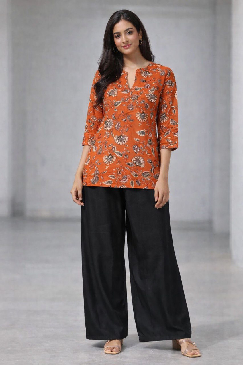 Floral Breeze Orange Tunic Set