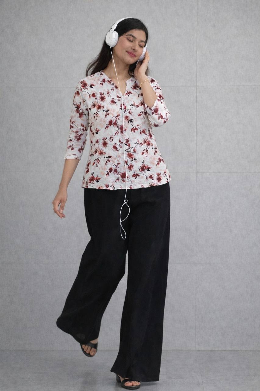 White top with black plazzo  Relaxed Set