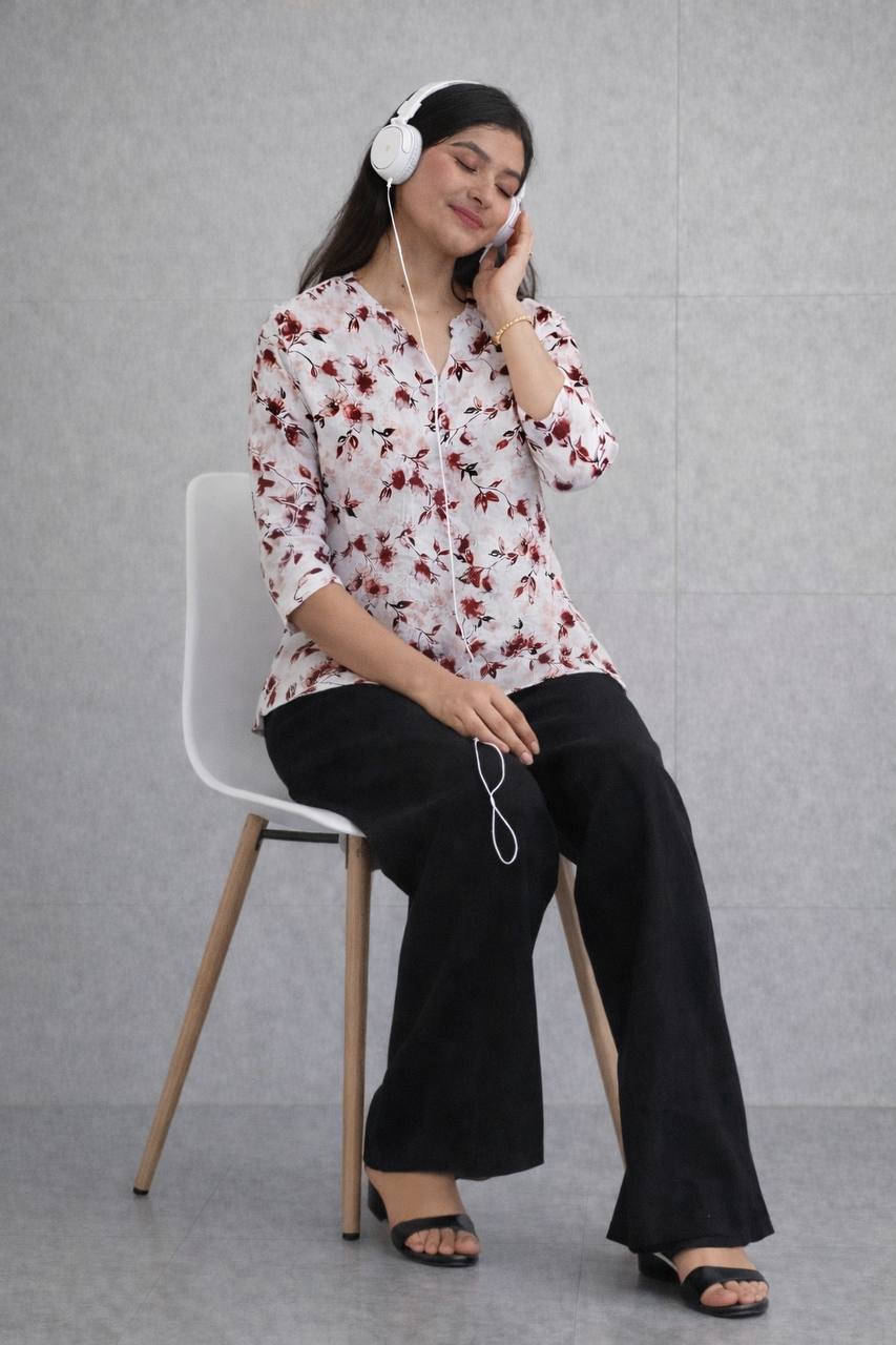 White top with black plazzo  Relaxed Set