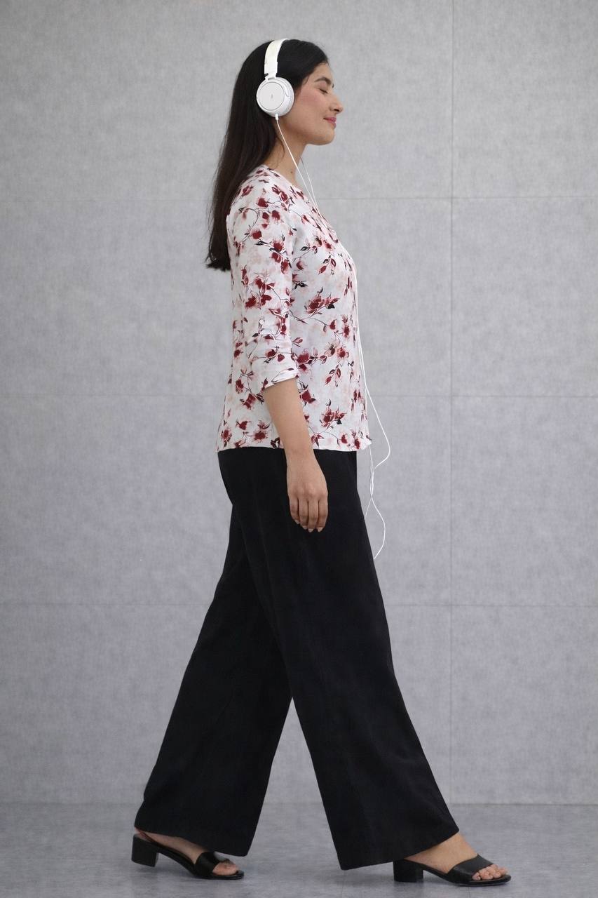 White top with black plazzo  Relaxed Set