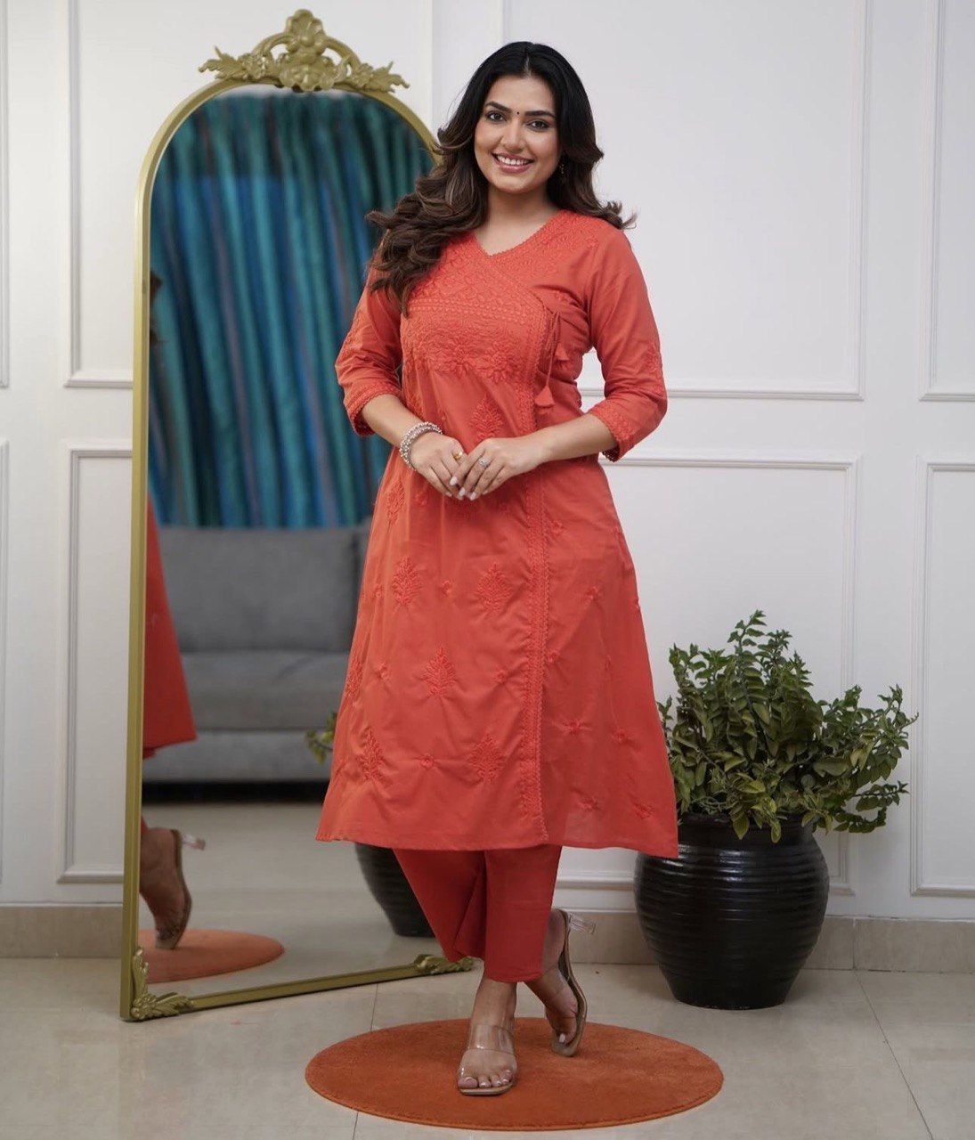 Women’s Embroidered Kurta Pant Set | Elegant Cotton Ethnic Wear for Daily & Office Use